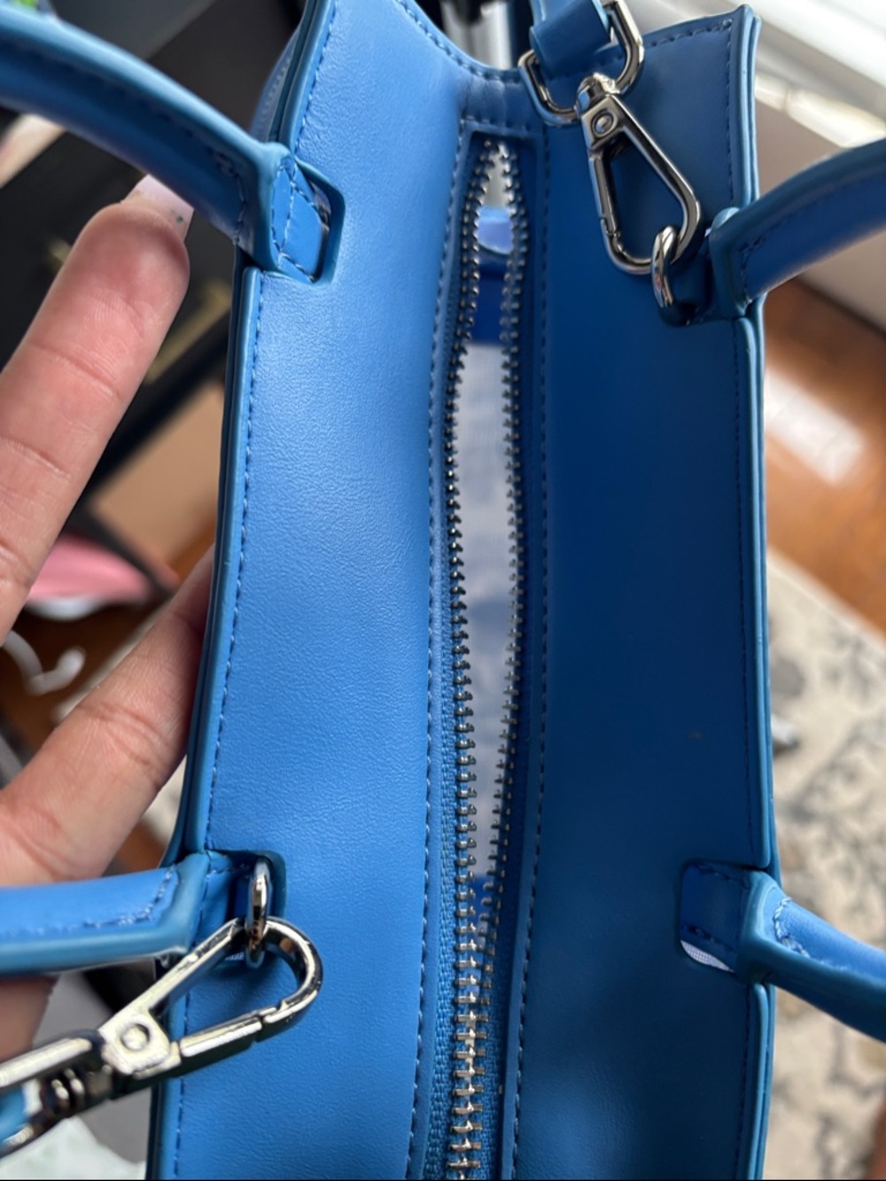 Brandon Blackwood Bright Blue Clear Mini Satchel - Picture 8 of 9